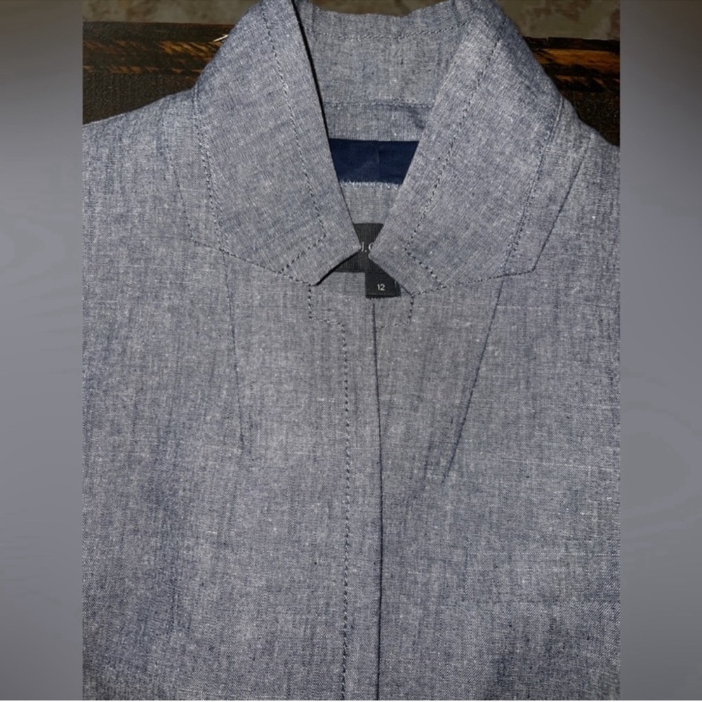 COPY - J. Crew Grey Regent Chambray Cotton Blazer Jacket size 12 - Picture 2 of 7